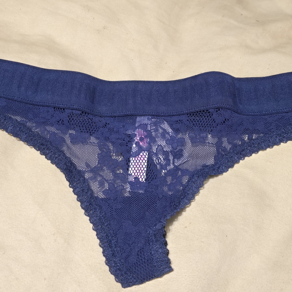 PINK Victoria's Secret Navy Lace Thong